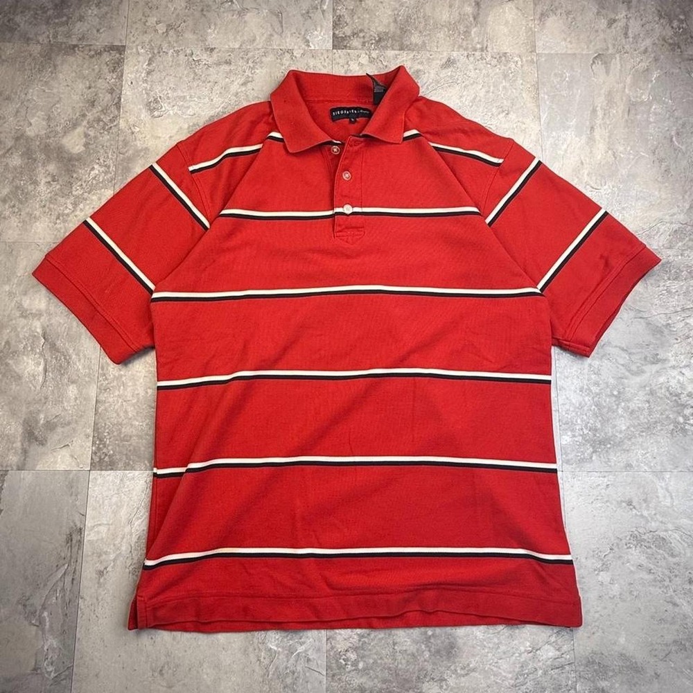Siegfried & Co. red striped polo shirt size large